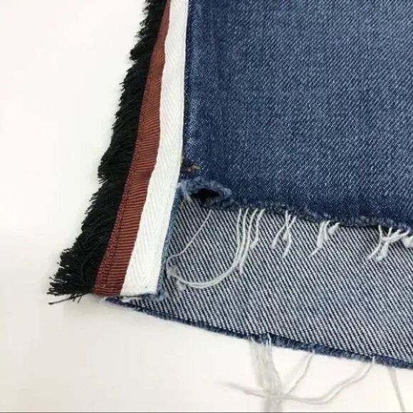 Frame Denim Mini Skirt with Raw Staggered Hem and Side Stripe/Fringe. Size 25. - Picture 5 of 8